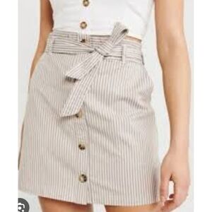 NWT Abercrombie And Fitch Striped Beige Button-Down Skirt Size Small